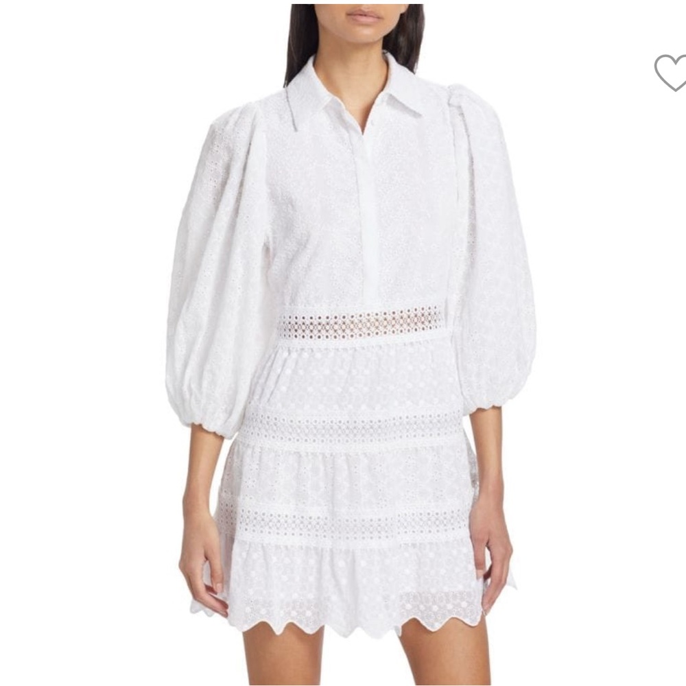 Alice + Olivia Blakesley Blouson Sleeve Eyelet Mini Dress - Picture 9 of 9